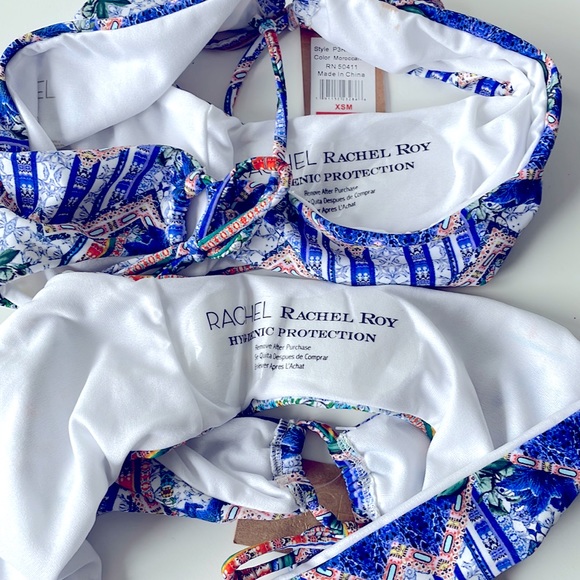 Rachel Roy tanga 1 string bikini bottom Moroccan blue orange white multi XSorM - Picture 11 of 13